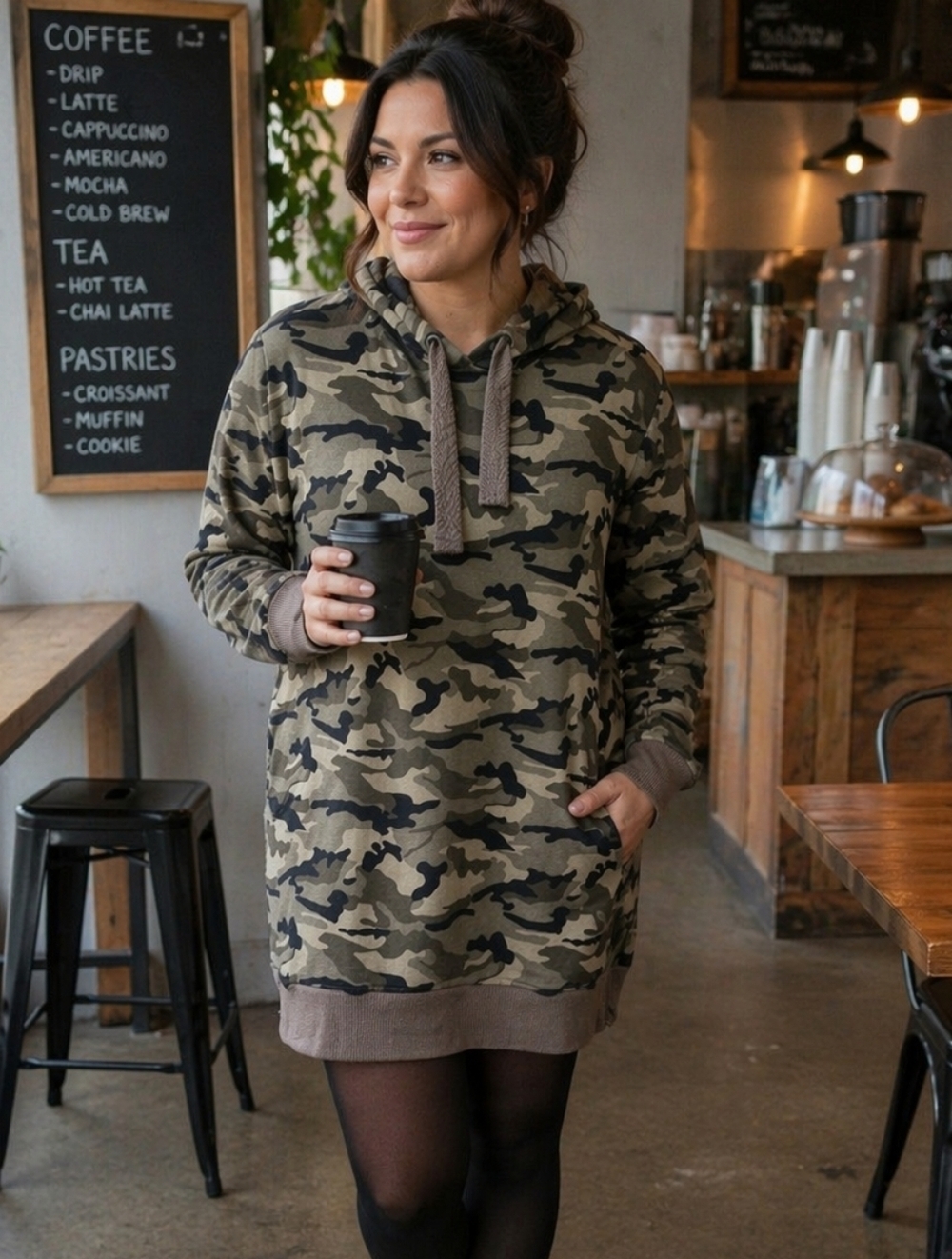 George  Plus Women's Printed Hooded Dress Size 1x